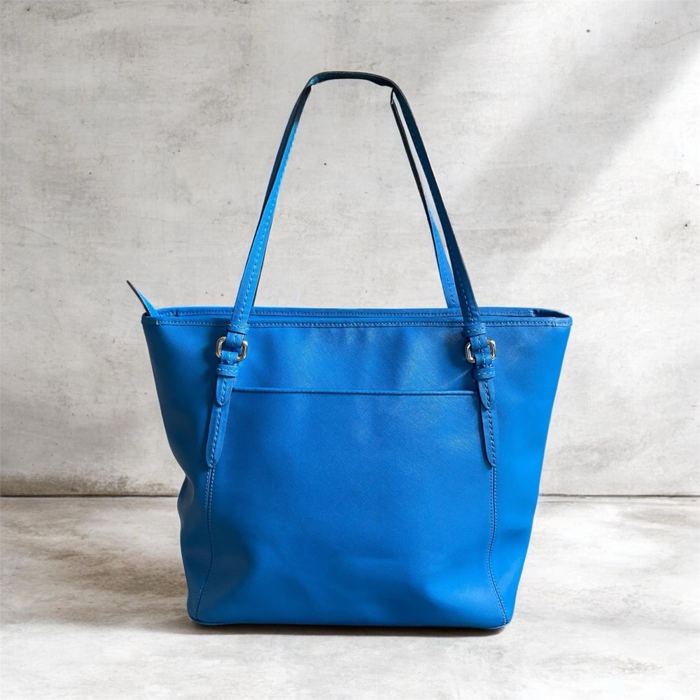 Coach Peyton Zip Top Tote Cerulean Blue Saffiano Leather Shoulder Bag - Picture 2 of 14
